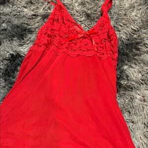 Elegant Red Lace Nightgown